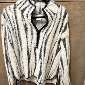 Anthropologie Black and White Cowl Turtleneck Sweater